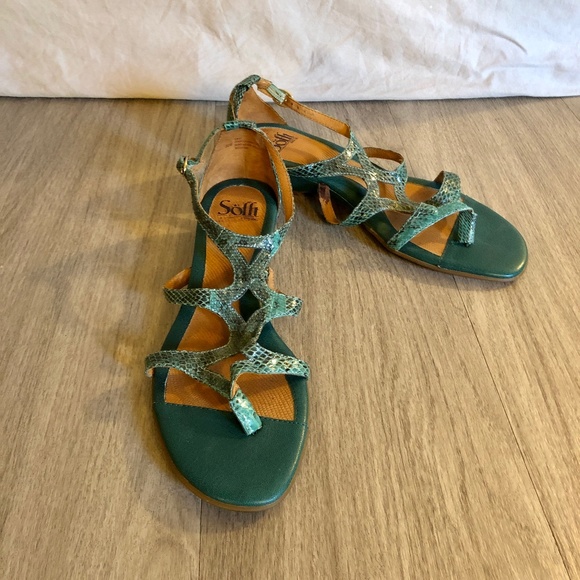 Sofft Shoes - Sofft Green Snakeskin Gladiator Sandal Heel